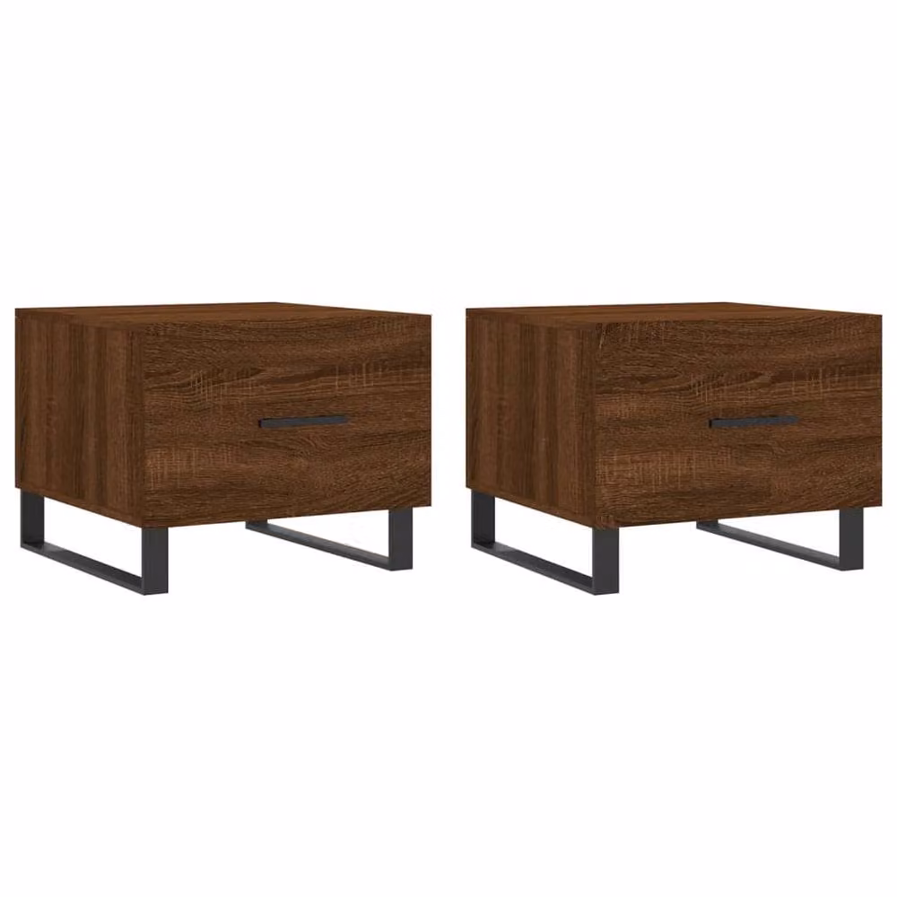 Berkfield Home Set of 2 Brown Oak Decorative Coffee Tables, W/D/H: 50 x 50 x 40 cm – 2
