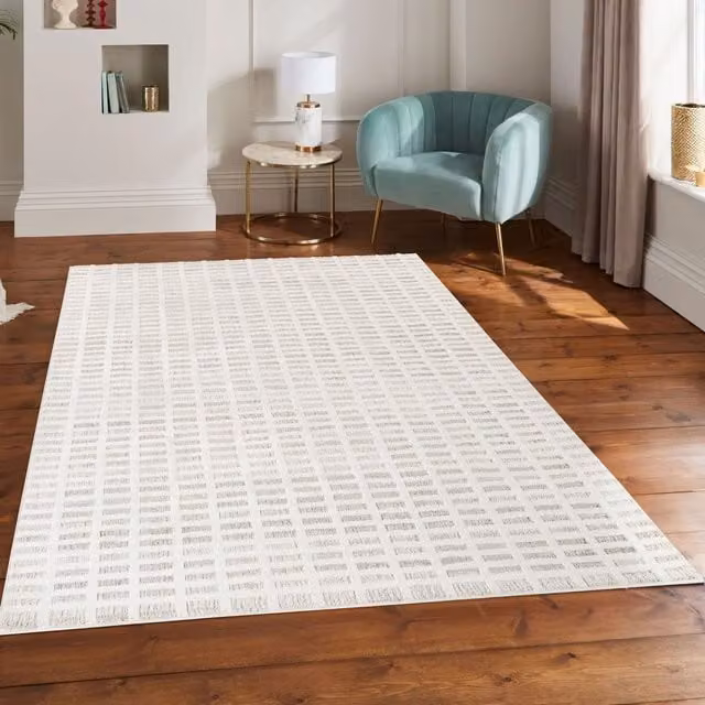 Desire Rugs Mabel Modern Geometric Area Rug in Grey and Beige, W: 160 cm, D: 230 cm