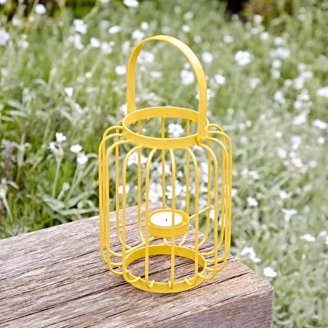 Paper High Modern Metal Tea Light and Pillar Candle Holder in Yellow and Petrol – 1