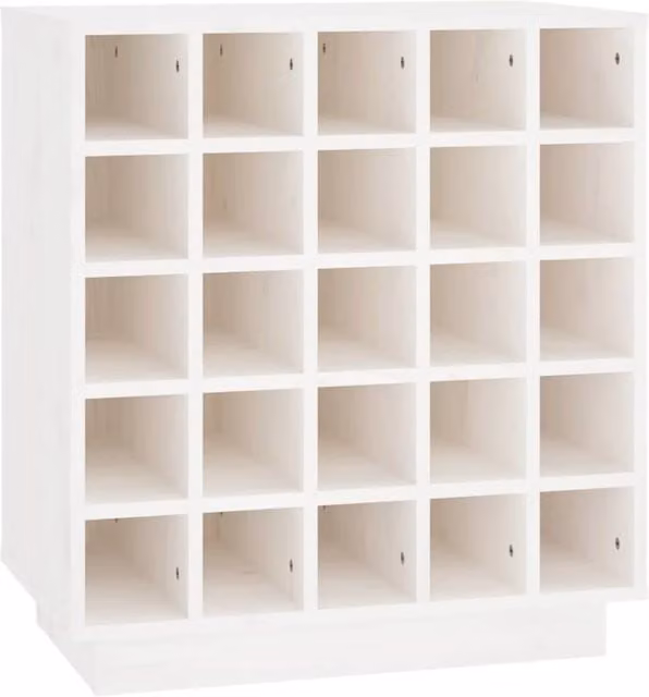 Berkfield Home White Rustic Solid Wood Pine Wine Cabinet with Glass Doors W/D/H: 55.5 x 34 x 61 cm
