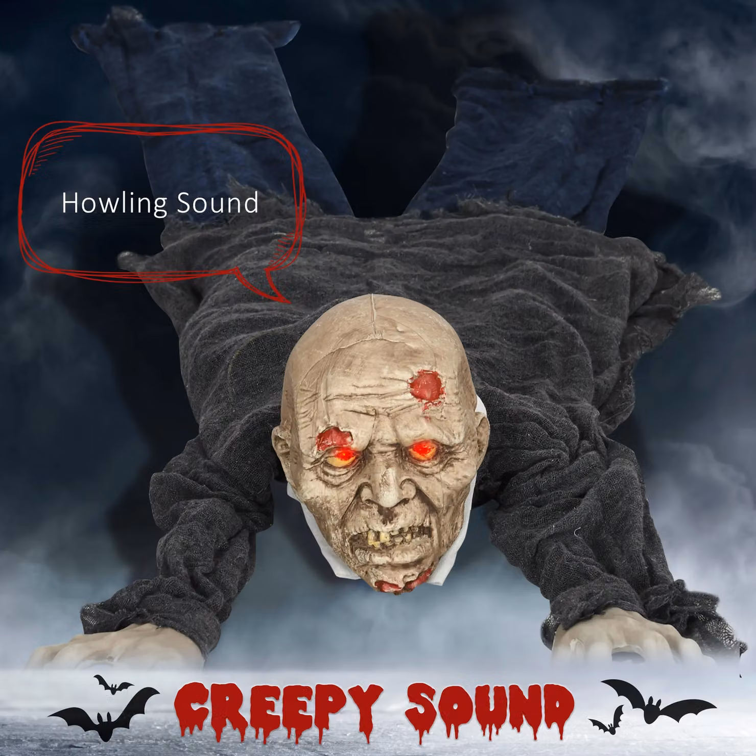 HOMCOM Sound Activated Crawling Zombie Halloween Outdoor Decoration, Multicolour – 4