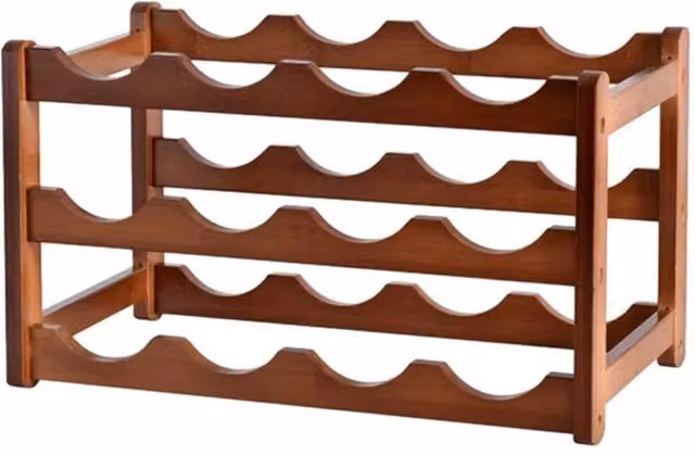 FLAVORA 3 Tier Bamboo Wine Rack for 12 Bottles, Brown, W: 50 cm