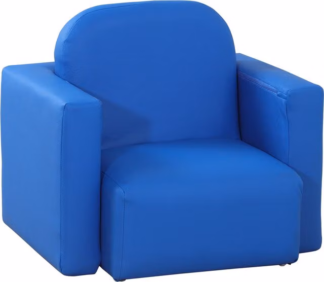 HOMCOM 2-in-1 Toddler Sofa Chair in Blue with Synthetic Leather and Foam Padding – 1