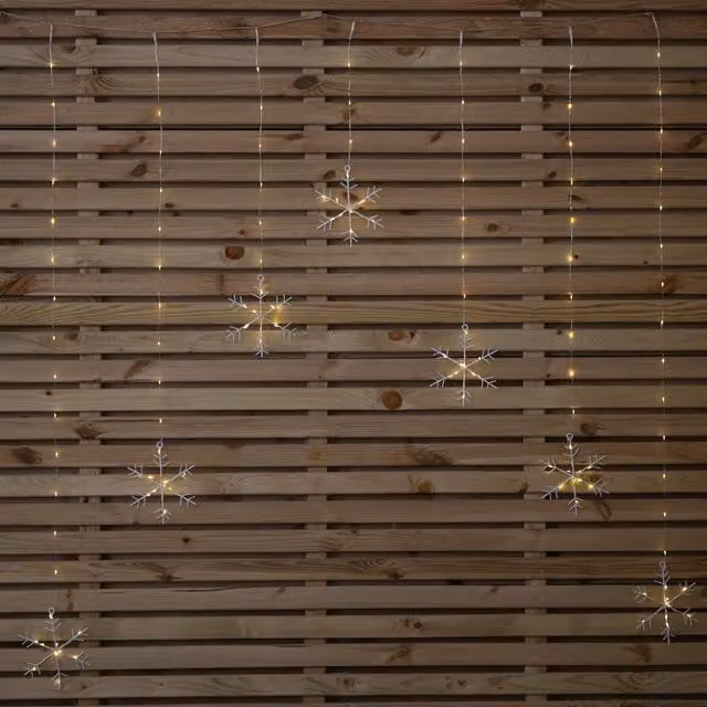 Samuel ALEXANDER Snowflake Christmas Curtain Lights, White and Silver, W/D/H: 120 x 16 cm – 1