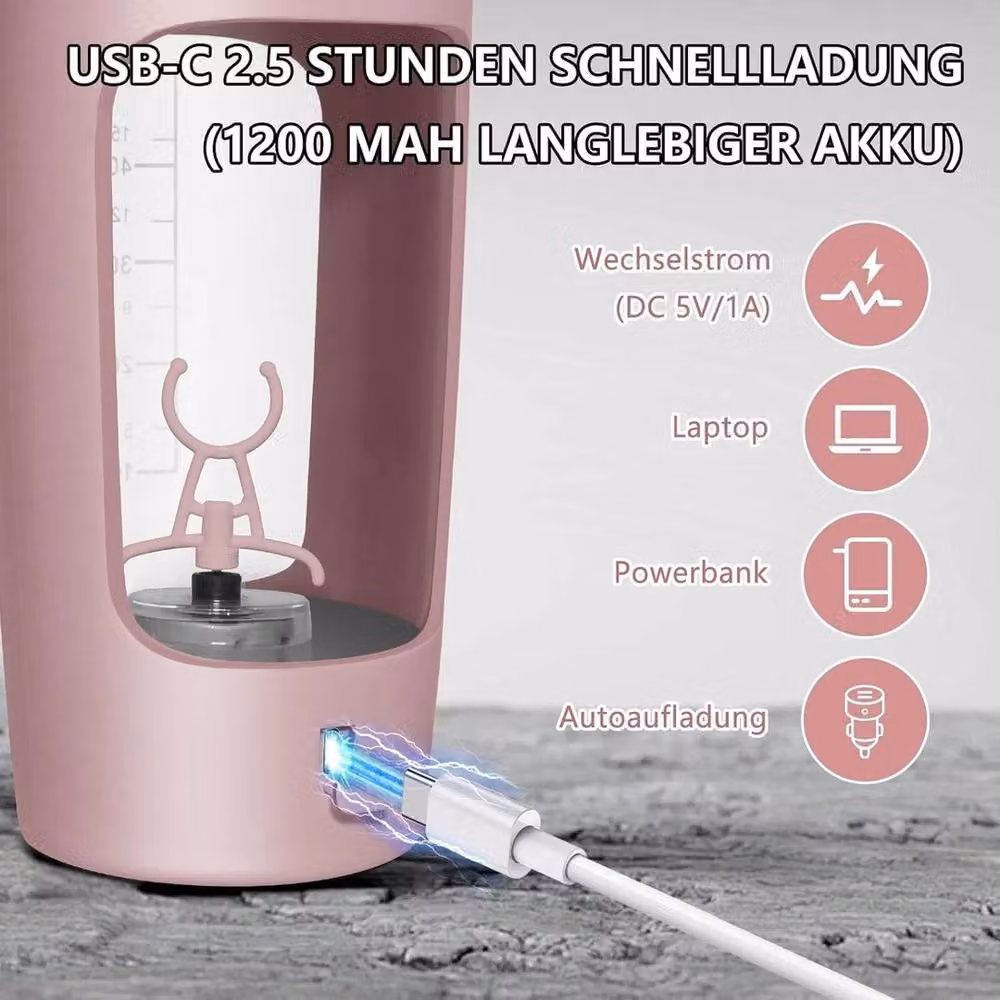 PAWNORA Electric Protein Shake Mixer Shaker Cup in Pink – 2
