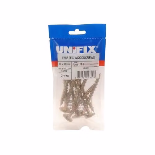 Unifix Twistec Galvanised Yellow Flange Head Torx Woodscrews, Diameter: 8.0 mm, Length: 160 mm