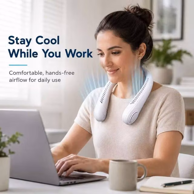 BluCore Bladeless Neck Cooler Fan in White
