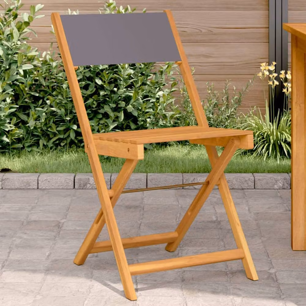 Berkfield Home Bistro Chairs Set of 2 in Anthracite Acacia Wood and Fabric – 2