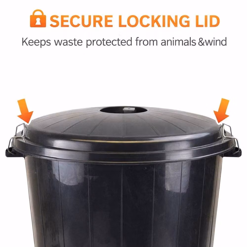 KORVIXA 35 Litre Black Plastic Bin with Flip Lid – 3