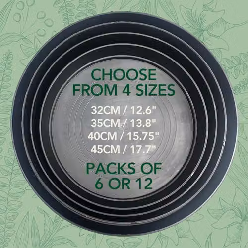 Bronte Heritage Collection Round Plastic Plant Pot Saucers, Black, Diameter: 45 cm, Pack of 6 – 7