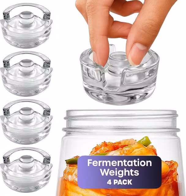 Volila 4 Pack Clear Glass Fermenting Weights with 7cm Wide Mouth