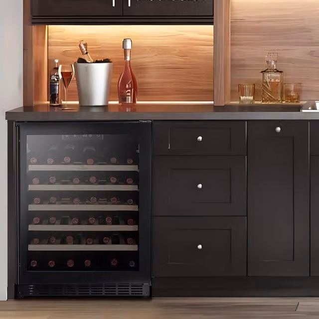 Willow Under Counter 52 Bottle Wine Cooler in Black and Silver