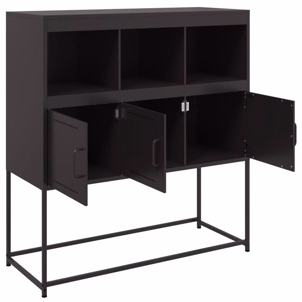 Berkfield Home Black Matt Metal Sideboard W/D/H: 100.5 x 39 x 107 cm – 5