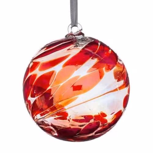 Sienna Glass Ruby Red Hanging Friendship Ball Glass Bauble, Diameter: 10 cm