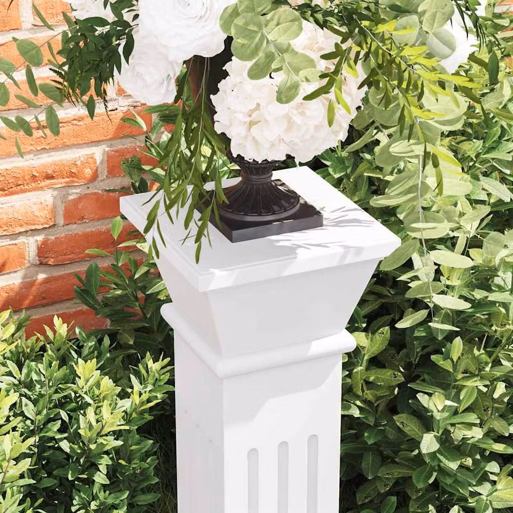 Berkfield Home Beautiful Classic Square Pillar Plant Stand in White MDF, W/D/H: 17 x 17 x 66 cm – 4