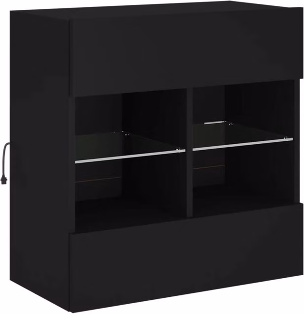 Berkfield Home Modern TV Wall Cabinet with LED Lights in Black, W: 58.5 cm, D: 30 cm, H: 60.5 cm – 1