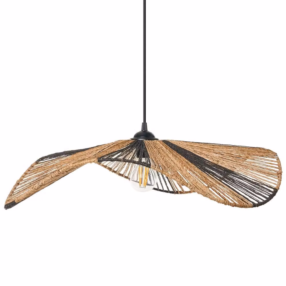 Wyld and Coco Natural Jute and Metal Boho Pendant Lamp in Brown and Beige – 2