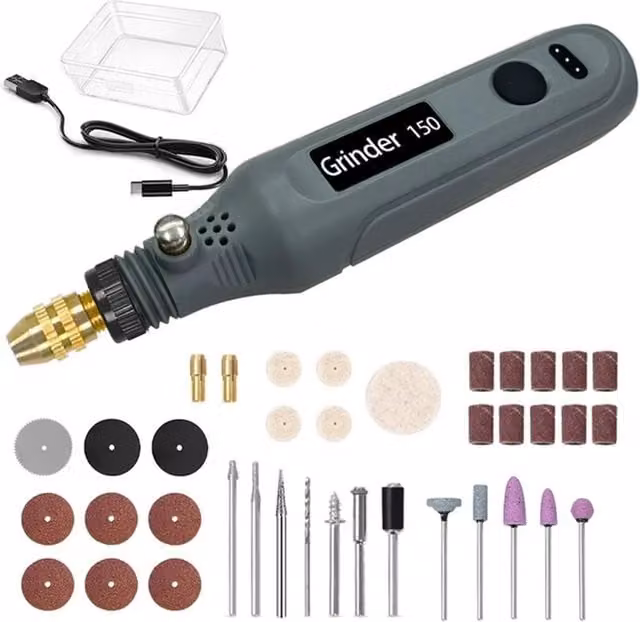 Livingandhome 39 Piece Cordless Rotary Tool Kit with Rechargeable Battery, Grey