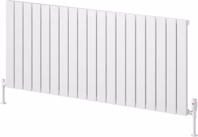 Bathroom Kingdom Piatto White Single Flat Panel Horizontal Aluminium Radiator W: 142 cm, H: 60 cm