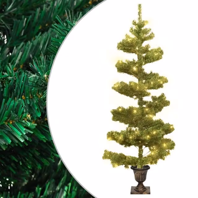 Berkfield Home Swirl Pre-lit Tabletop Christmas Tree in Green, Height: 120 cm