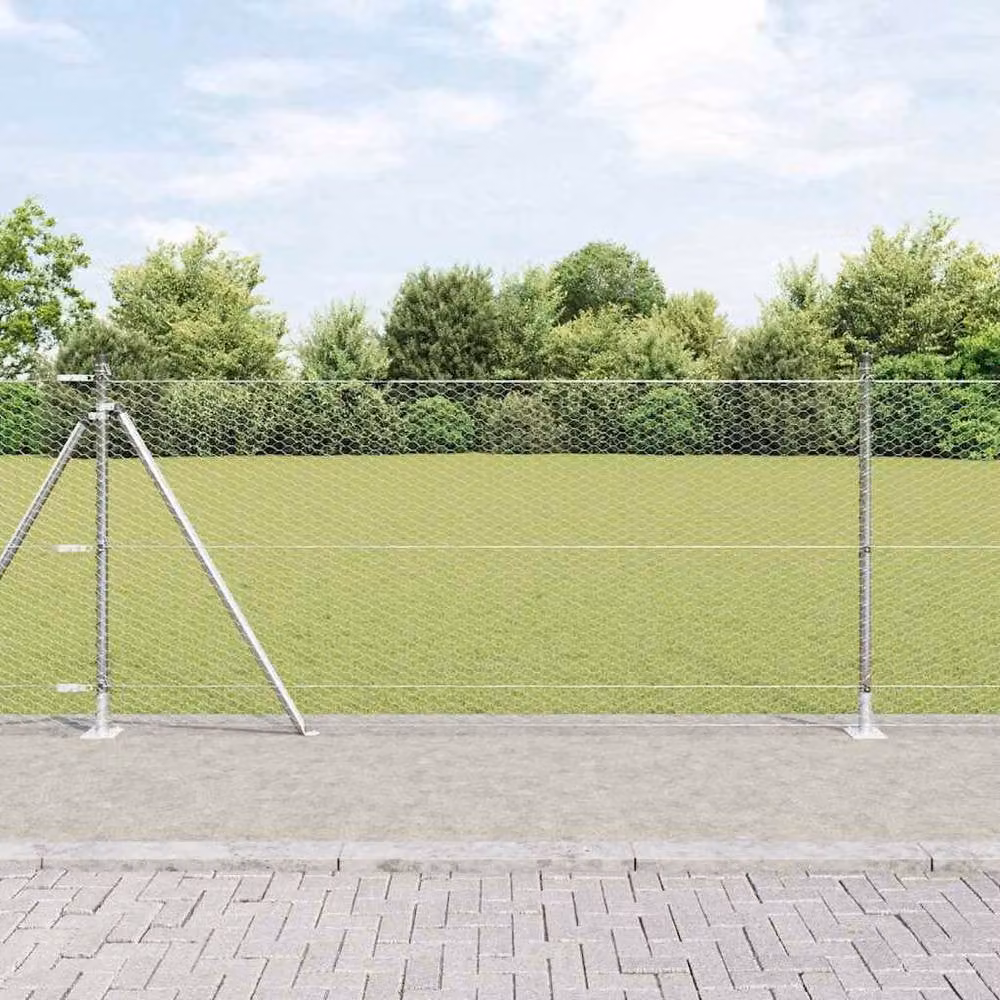 Berkfield Home Hexagon Fence in Silver Galvanised Steel, 0.8 x 100 m – 1