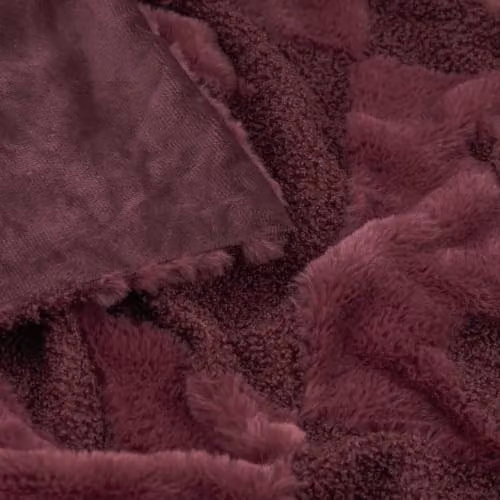 Furn Faux Fur Boucle Cherries Reversible Double Face Throw in Red and Purple, W/D/H: 140 x 180 cm – 2