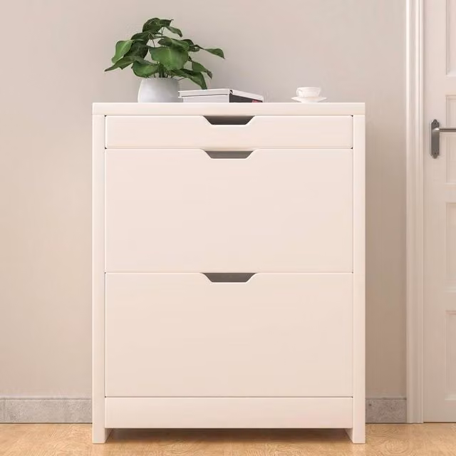 KORVIXA White 2-Drawer Shoe Cabinet W/D/H: 90 x 90 x 90 cm – 1