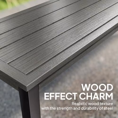Outsunny Metal Garden Bench 2-Seater in Grey, W/D/H: 130 x 34 x 43 cm – 4