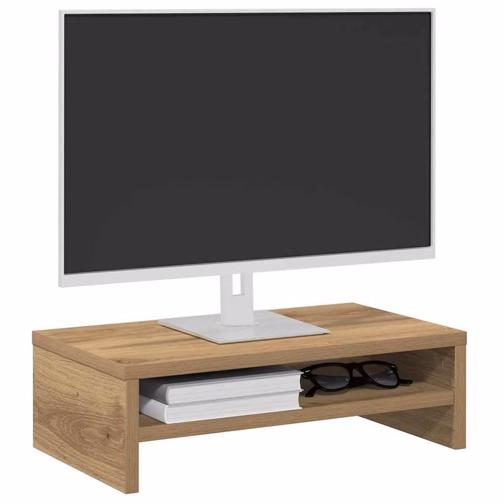 Berkfield Home Artisan Oak Monitor Stand in Brown, W/D/H: 42 x 24 x 13 cm – 4