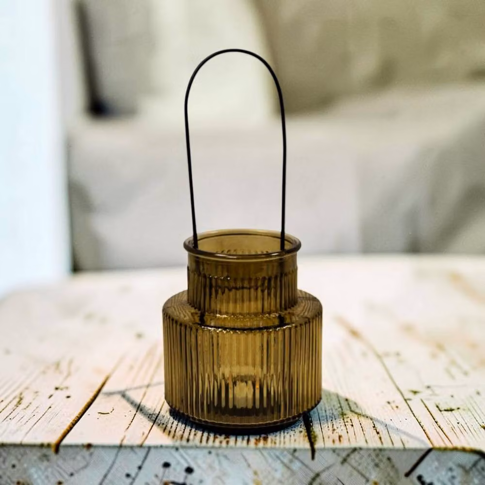 Four Candle Round Glass Tabletop Candle Holder in Green, H 28.0 cm x W 13.0 cm x D 13.0 cm – 2