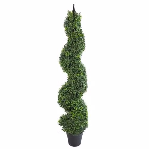 Leaf Green 120 cm Tall Artificial Boxwood Spiral Topiary Tree