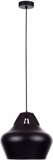 Netlighting Negro Dome Pendant Ceiling Light in Black and Wood, Diameter: 29 cm, E27