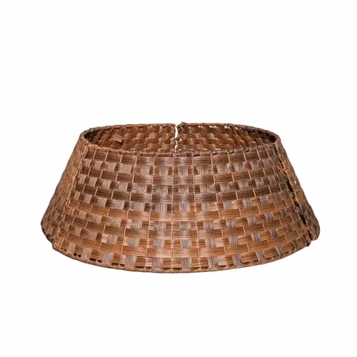 Samuel Alexander Brown Plastic Wicker Rattan Woven Christmas Tree Skirt, W/D/H: 48 x 48 x 70 cm