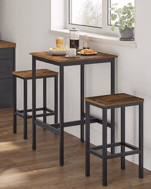 VASAGLE Industrial Square Bar Table in Brown