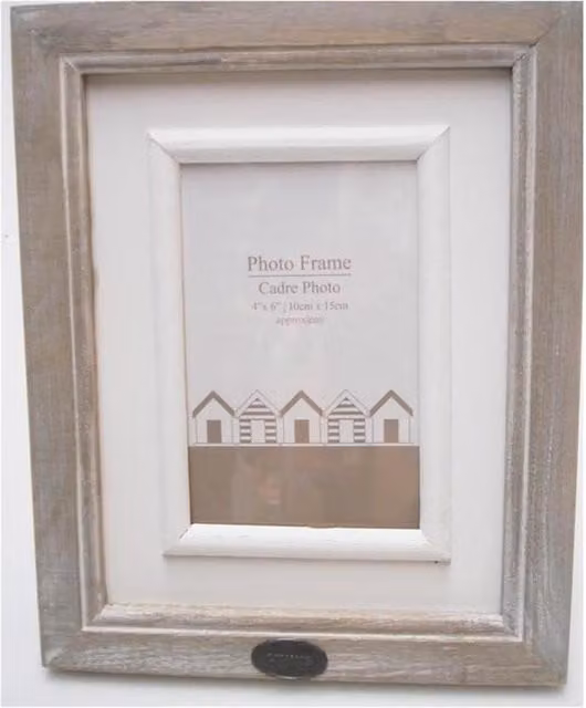 Topfurnishing Shabby Chic Rectangular Single Wooden Photo Frame in Brown and White