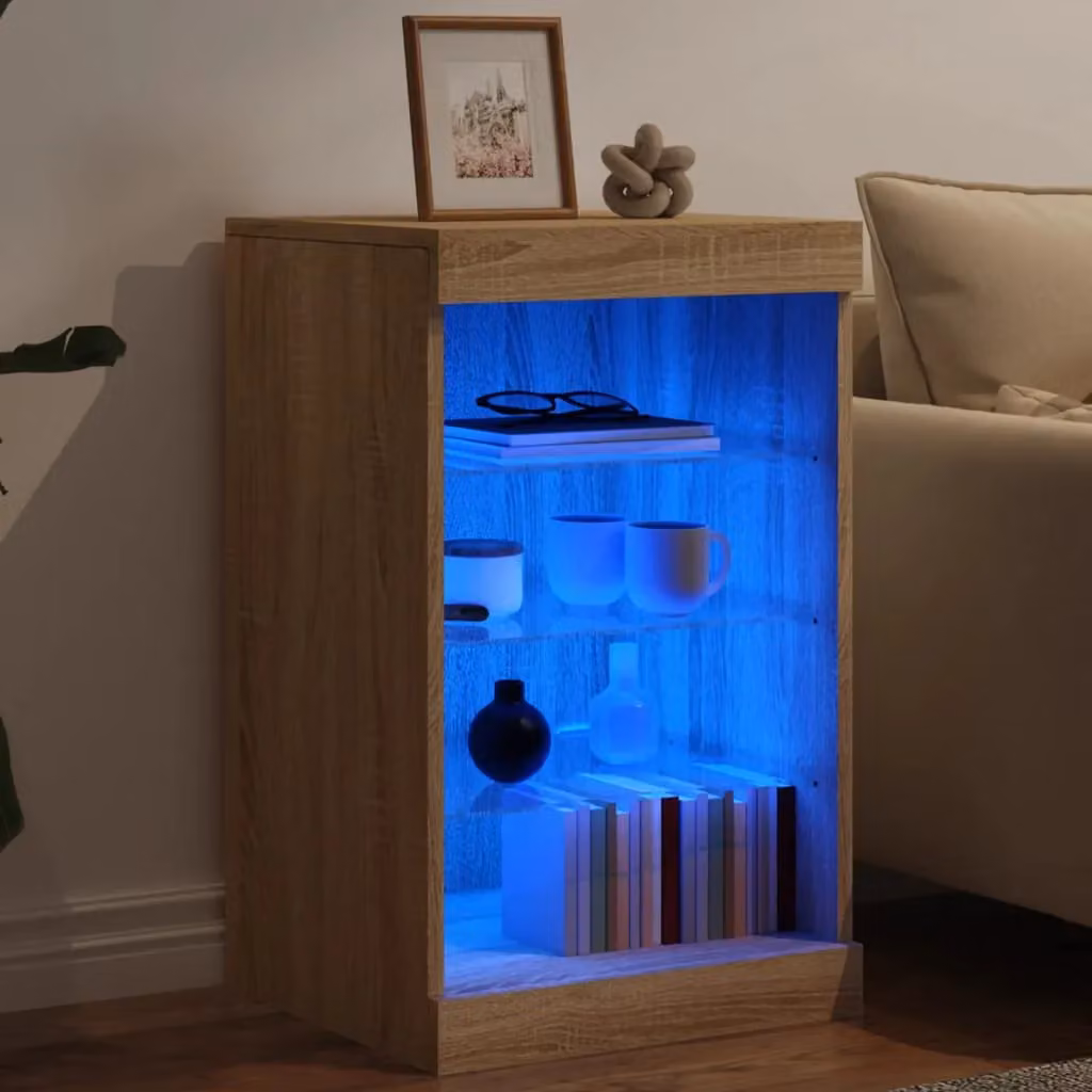 Berkfield Home Sonoma Oak Sideboard with Integrated LED Lights, Brown, W/D/H: 41 x 37 x 67 cm – 3