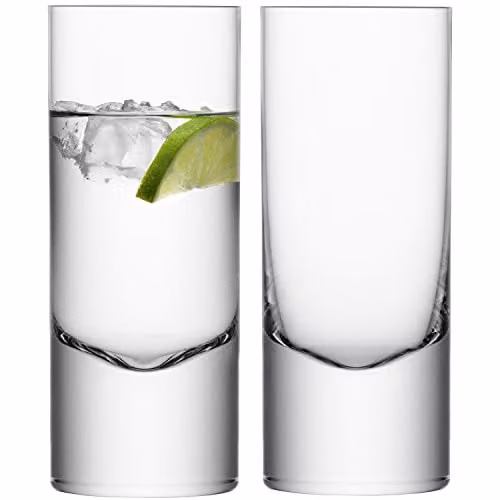 LSA International Boris Highball Tumbler Set of 2, Transparent Glass, 360 ml