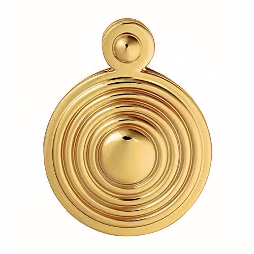 Loops 32mm Reeded Design Lock Profile Escutcheon Keyhole Cover in Polished Brass