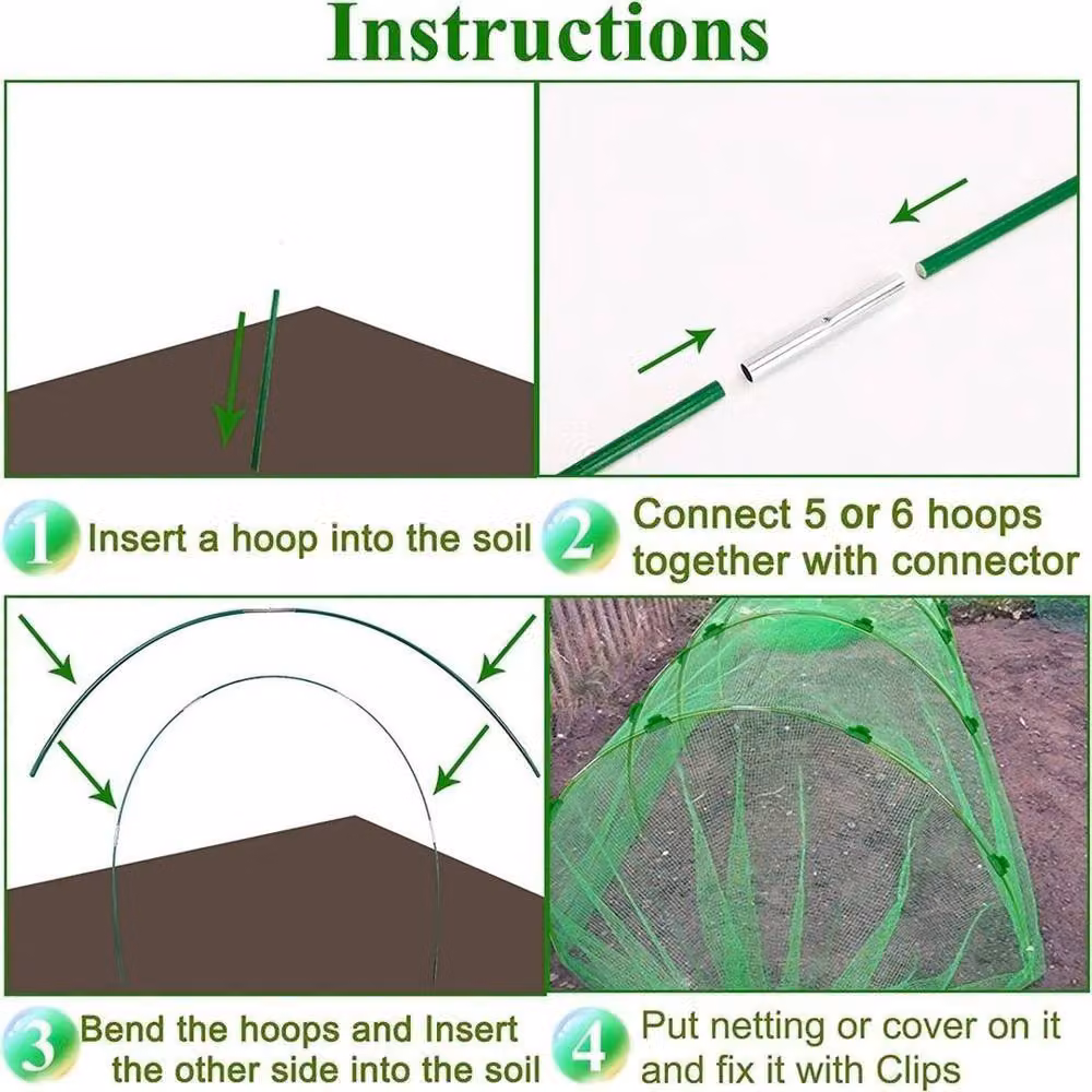 NESTLUNE 36 Greenhouse Hoops for DIY Raised Beds with Clips in Green, W/D/H: 100 x 15 x 15 cm – 5