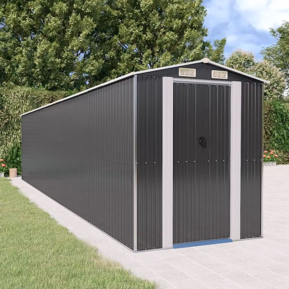 Berkfield Anthracite Galvanised Steel Garden Shed, W/D/H: 938 x 192 x 223 cm – 2