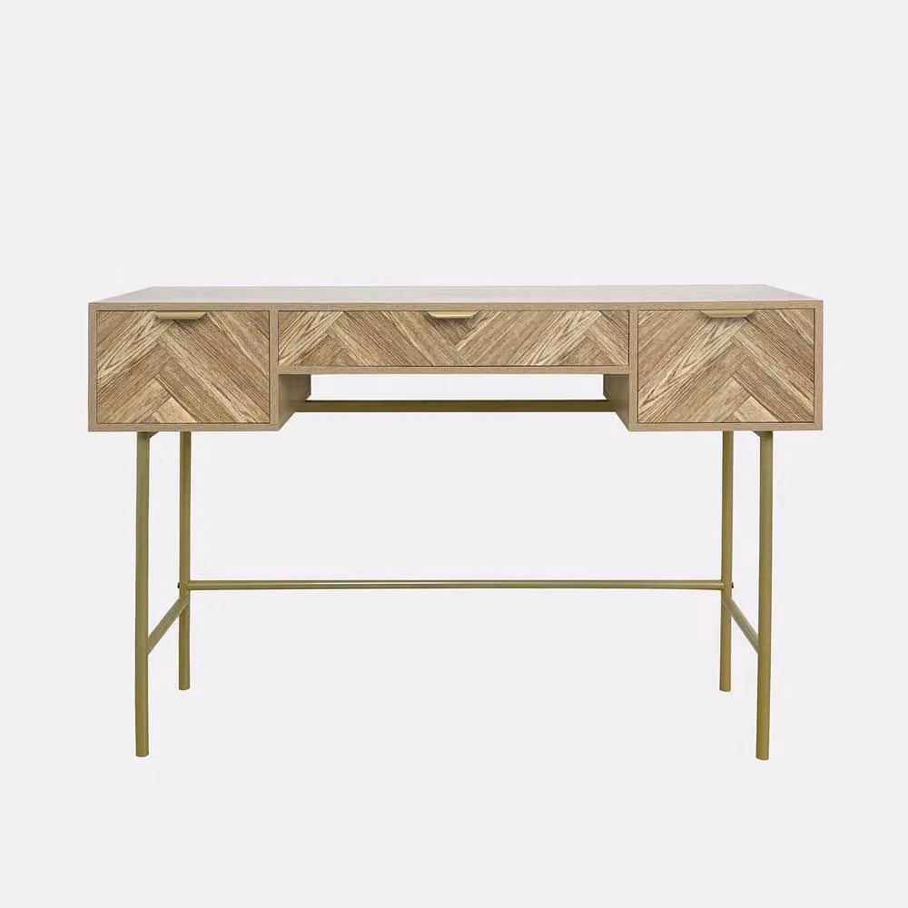 OHS Chevron Wood Dressing Table with 3 Drawers in Light Oak – 2