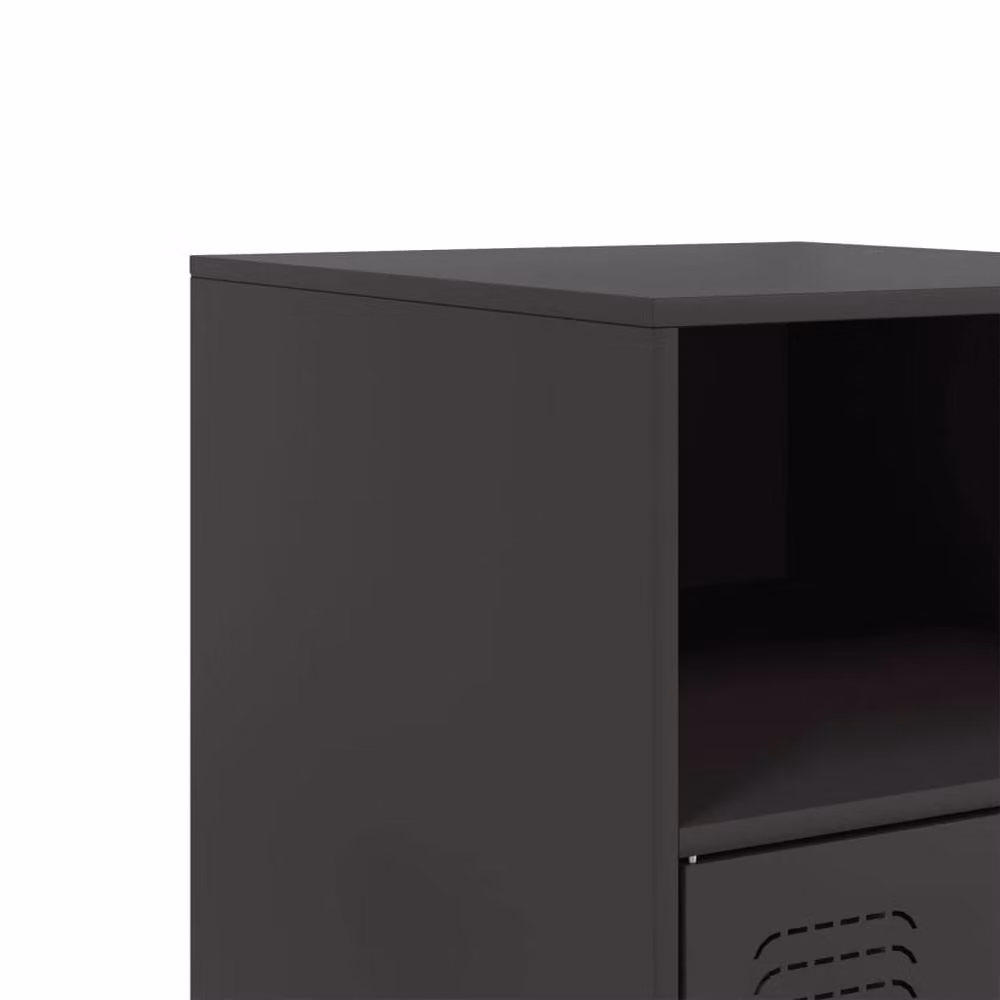 Berkfield Home Set of 2 Black Metal Industrial Bedside Cabinets, W/D/H: 34.5 x 39 x 62 cm – 5