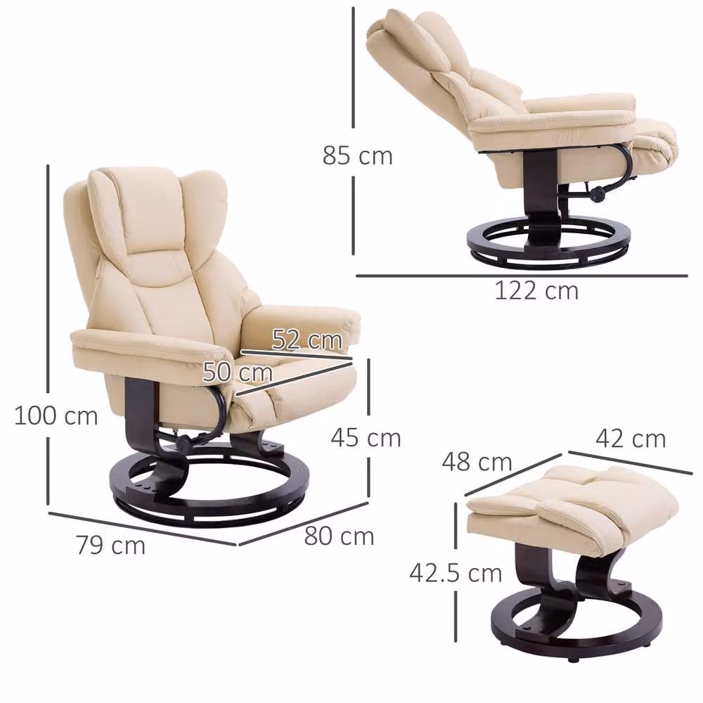 STILVORA Recliner Chair with Ottoman in Beige Synthetic Leather – 3