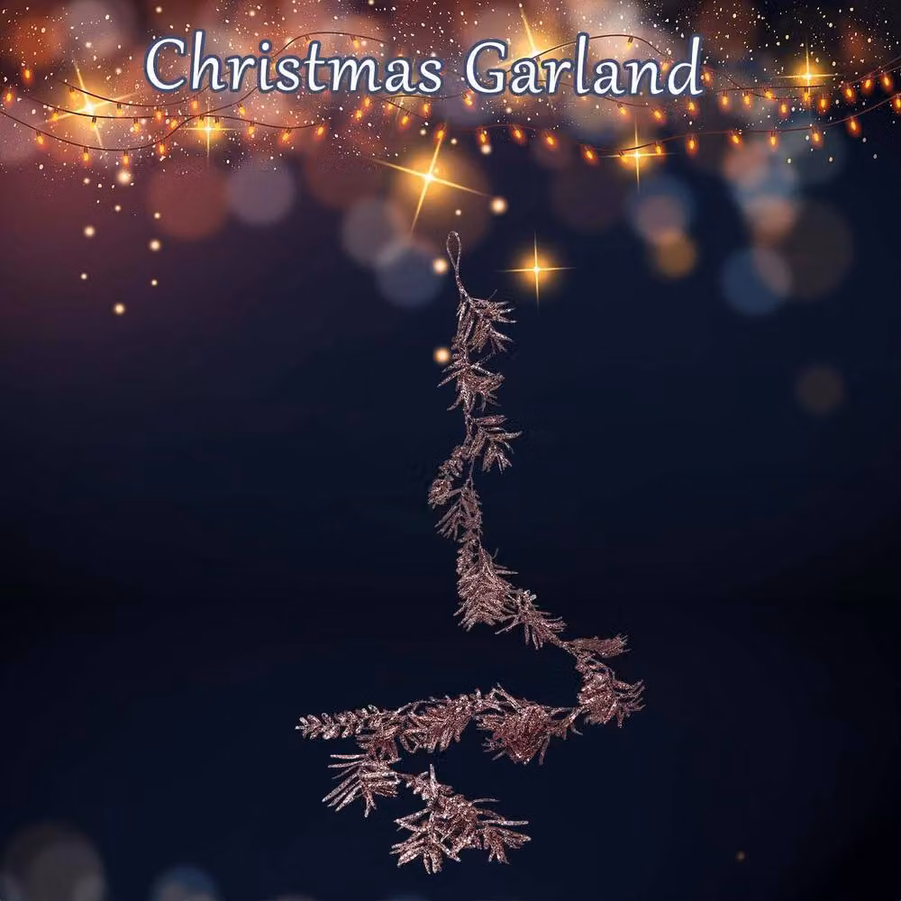 VFM e-Store Christmas Glitter Gold Leaves Garland Decoration – 2