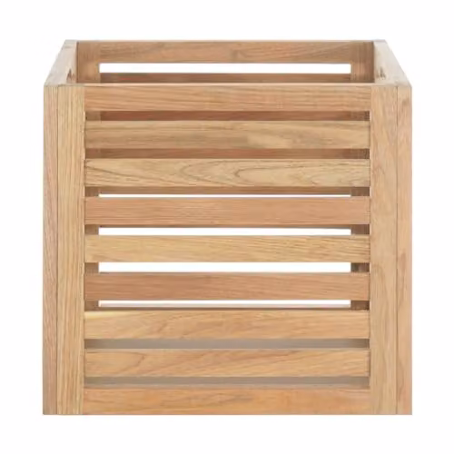 Premier Housewares Small Slatted Walnut Wood Storage Box in Brown, W: 32 cm, D: 32.544 cm, H: 28 cm