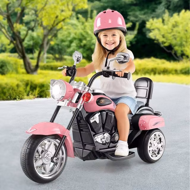 Costway Kids Electric Ride On Motorcycle in Pink