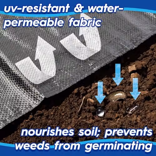 Harbour Housewares Black Heavy Duty Weed Control Membrane for Ornamental and Vegetable Gardens – 3