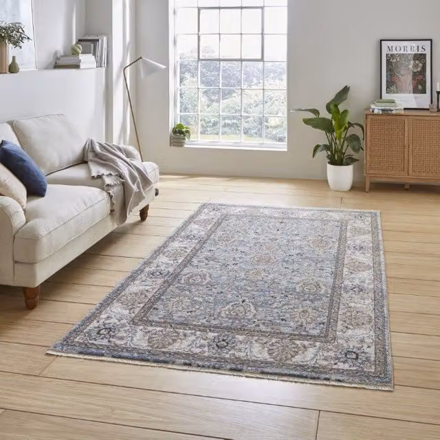 Terrys Vintage Blue Machine Woven Rectangular Polypropylene Living Room Rug