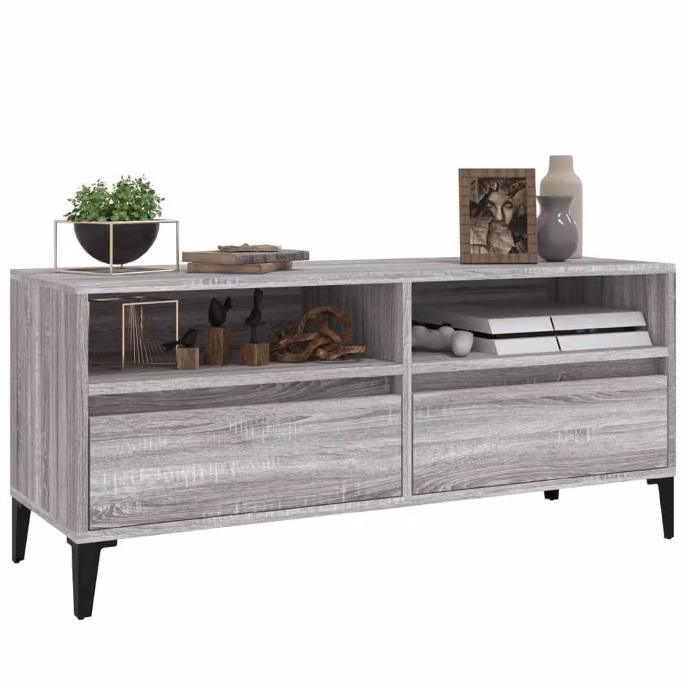 Berkfield Home TV Cabinet in Grey Sonoma, W/D/H: 100 x 34.5 x 44.5 cm – 3