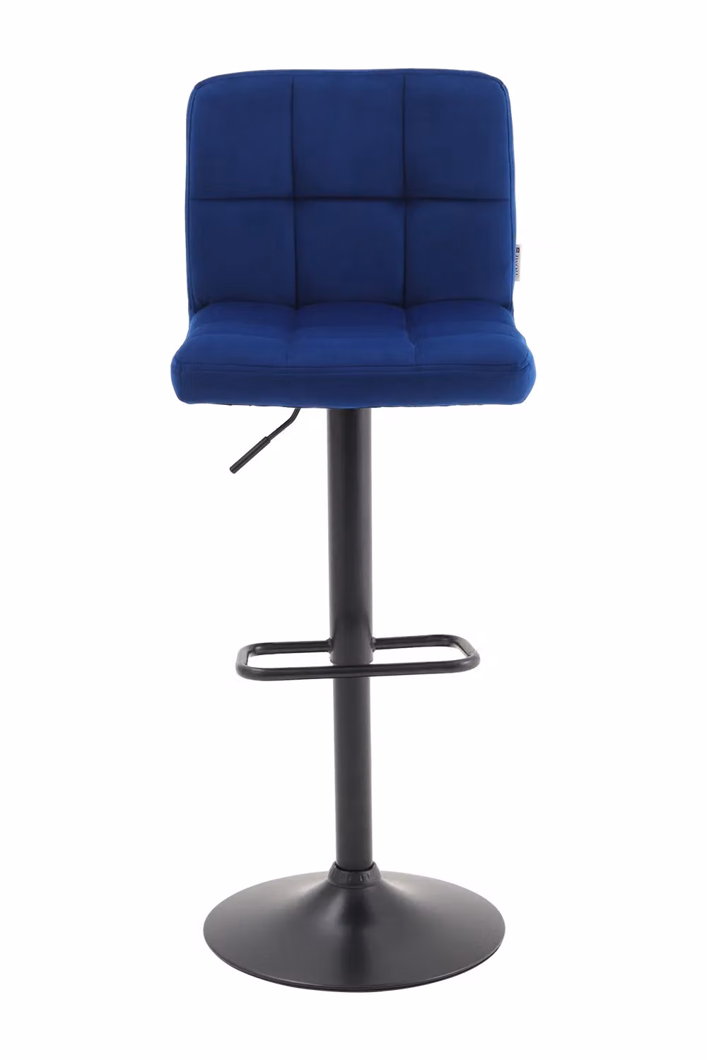 Living and Home Set of 2 Blue Velvet Grid Upholstery Bar Stools with Backrest and Adjustable Height – 3